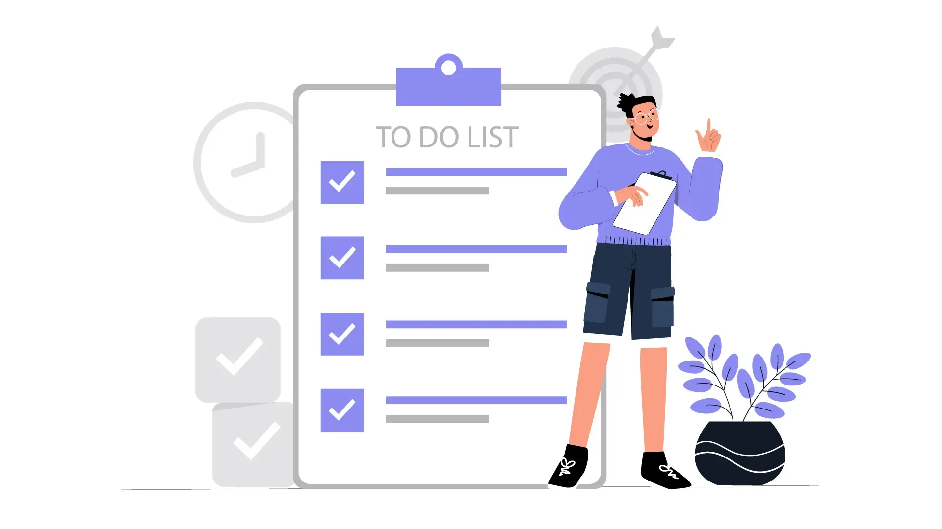 To Do List Efficiency Flat Design 2D Character Illustration